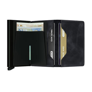 Slimwallet schwarz von Secrid, offen